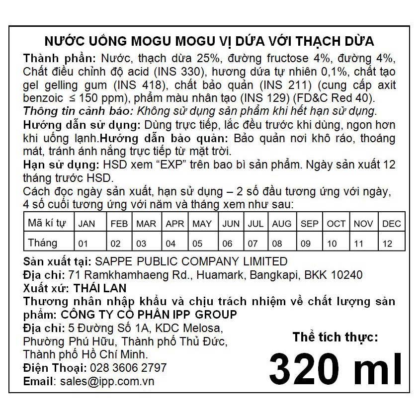 Nước Thạch Dừa Hương Vị Dứa MOGU MOGU - 320ML
