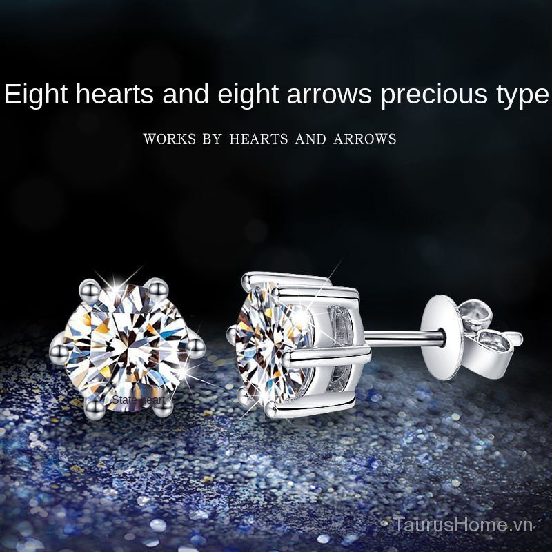 Bông Tai Đính Đá Kim Cương Nhân Tạo Pt950Platinum 1.5carat Fveb