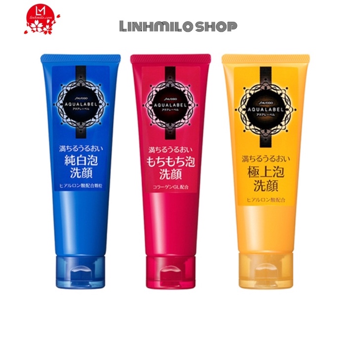 Sữa rửa mặt Shiseido Aqualabel se khít lỗ chân lông, trắng da ba màu đỏ, vàng, xanh nội địa Nhật.
