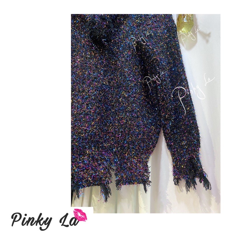 PINKYLA - Áo len hoodie kim tuyến