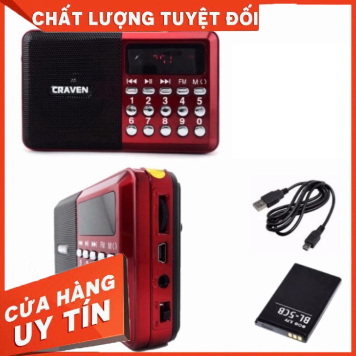 [FREE SHIP] Loa Đài FM Nghe Nhạc USB Thẻ Nhớ Craven Cr-16