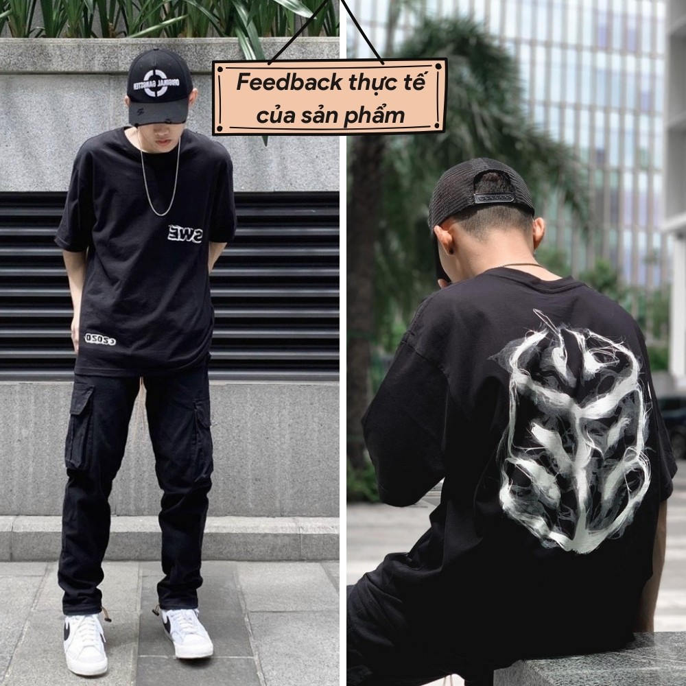 Áo Thun tay lỡ SWE khói Ulzzang from Nam nữ overzize unisex