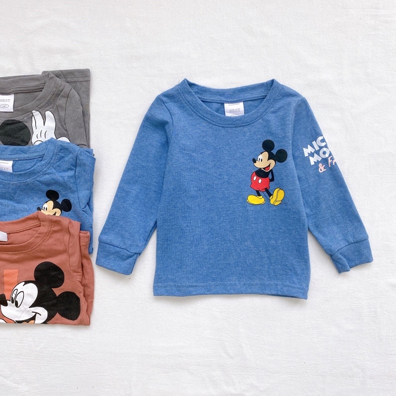 Set 3 áo dài tay cho bé trai in hình mic.key cân nặng từ 10-24 cân