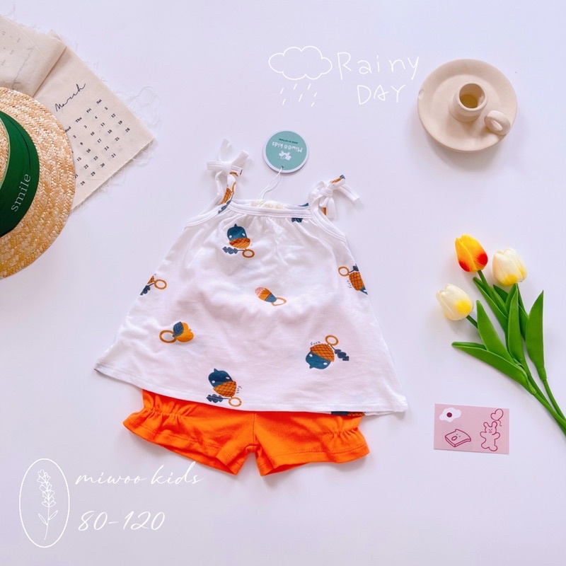 Đồ bộ 2 dây mặc nhà mát mẻ chất thun mềm mại dể thương cho bé gái