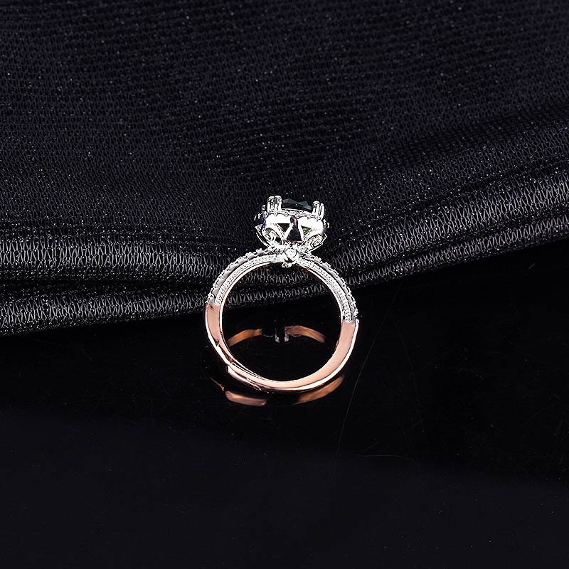 Nhẫn Đính Hôn Bạc 925 Mặt Hoa Hồng Có Thể Điều Chỉnh Kích Cỡ
