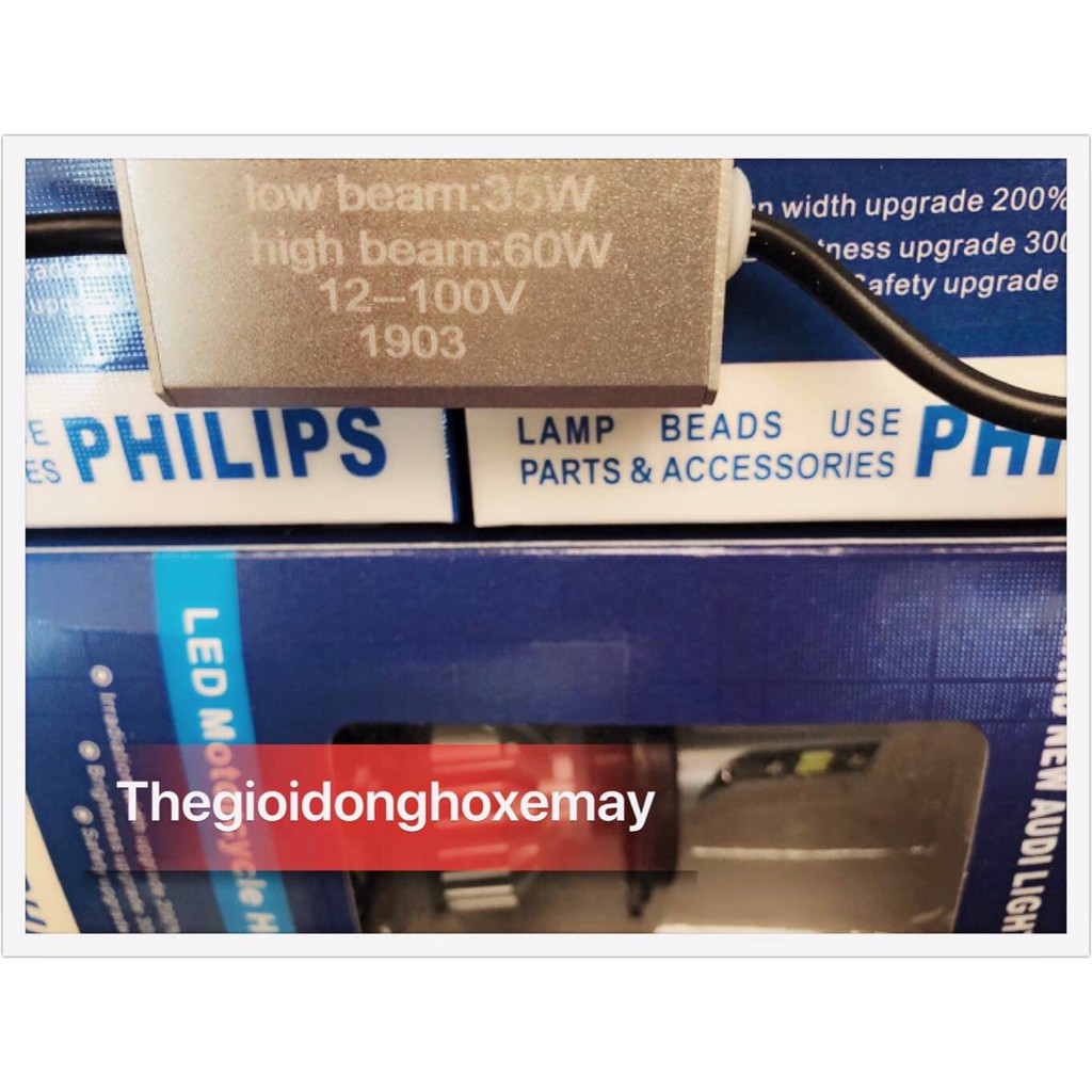 Bóng đèn pha led siêu sáng Philips 60w gắn mọi loại xe máy