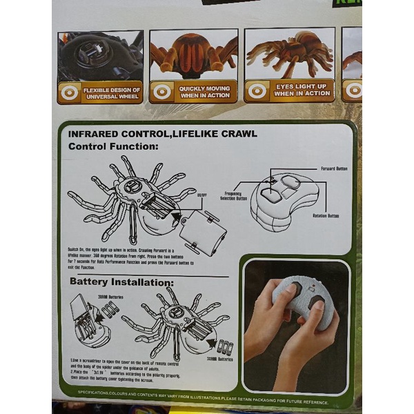 Hộp đồ chơi Con Nhện TARANTULA REMOTE CONTROL điều khiển từ xa, có đèn phát sáng 9986