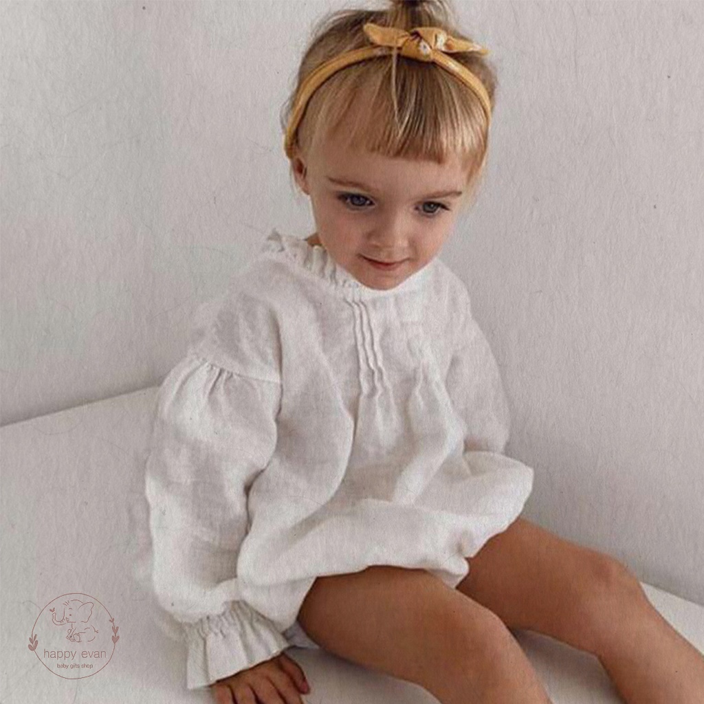 🅷.🄴🅅🄰🄽 [Form to] Bodysuit cao cấp cho bé gái, chất vải 70% cotton, 30% lanh (linen) dày rũ mềm mát thoáng khí.