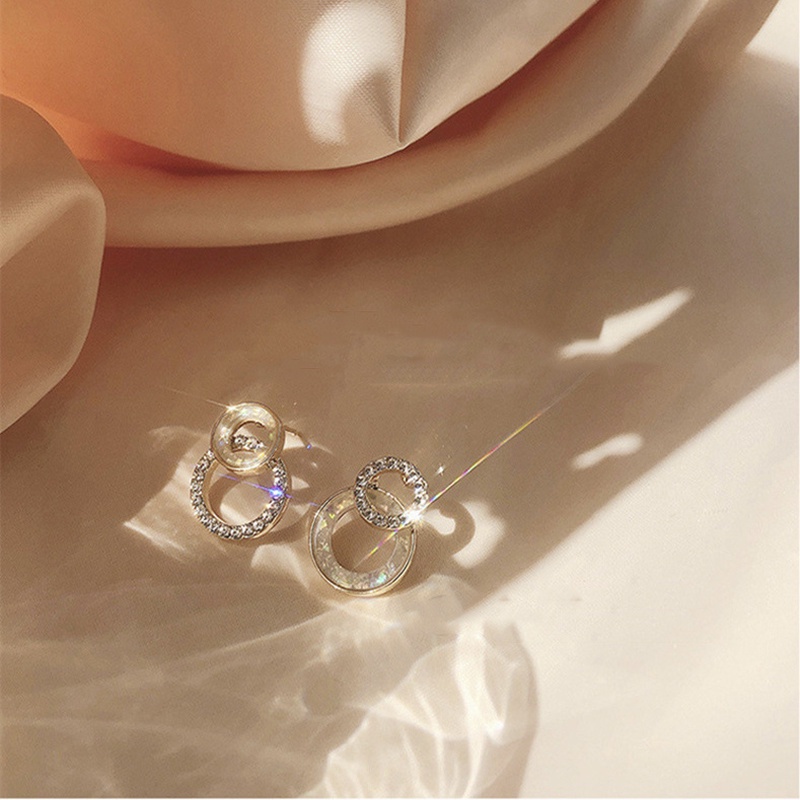 Khuyên Tai Kim Loại Hình Tròn Đính Đá Thời Trang Cho Nữ