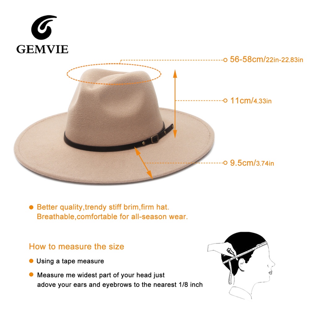 Mũ fedora rộng vành 9.5cm màu trơn phối dây phong cách jazz Anh quốc cổ điển cho nam và nữ