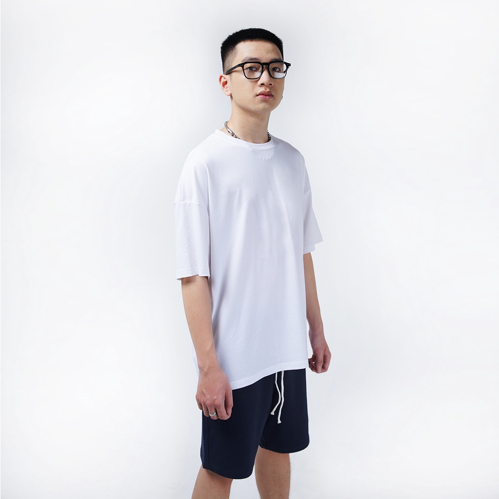 Áo thun tay lỡ trơn, tshirt unisex nam nữ Cotton CVC oversize, phông form rộng Umebay UTM01