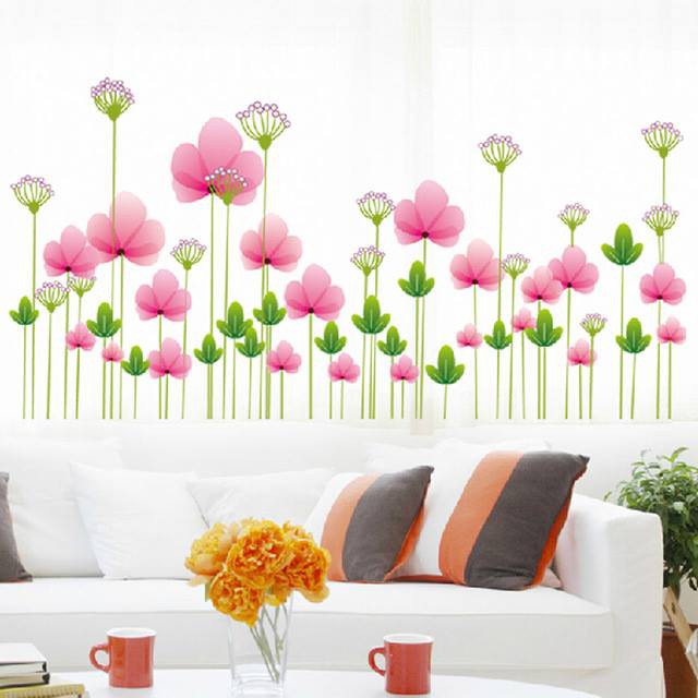 Decal dán tường chân tường hoa sen