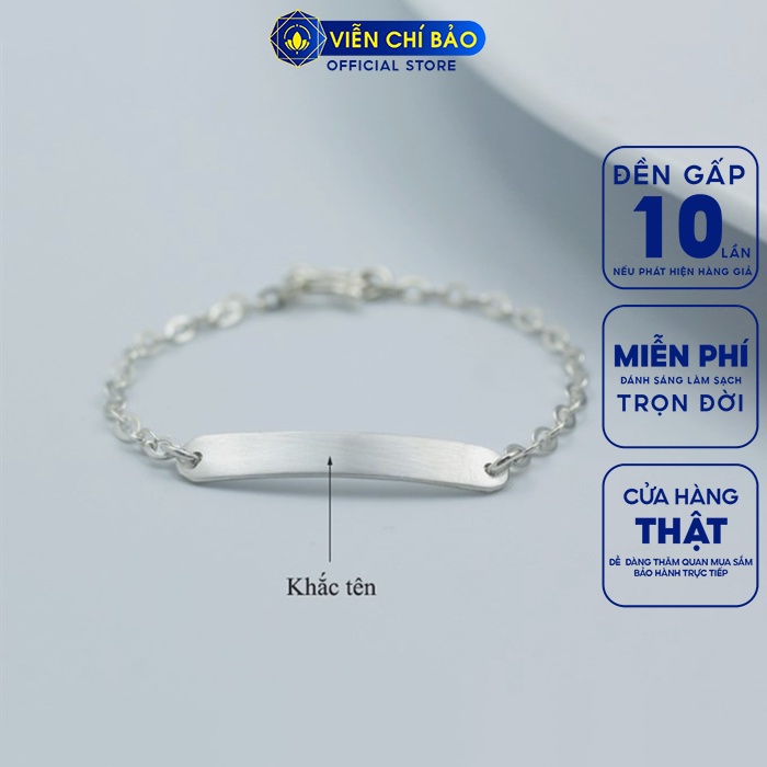 Lắc tay bạc unisex trẻ em khắc tên theo yêu cầu chất liệu bạc S925 thời trang phụ kiện trang sức Viễn Chí Bảo L400266
