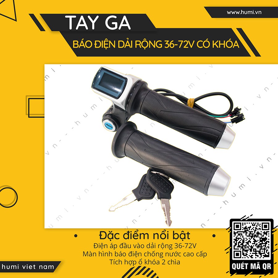 Tay ga Báo Điện Rải Rộng 36-72V Có Khóa [ RẺ VÔ ĐỊCH]