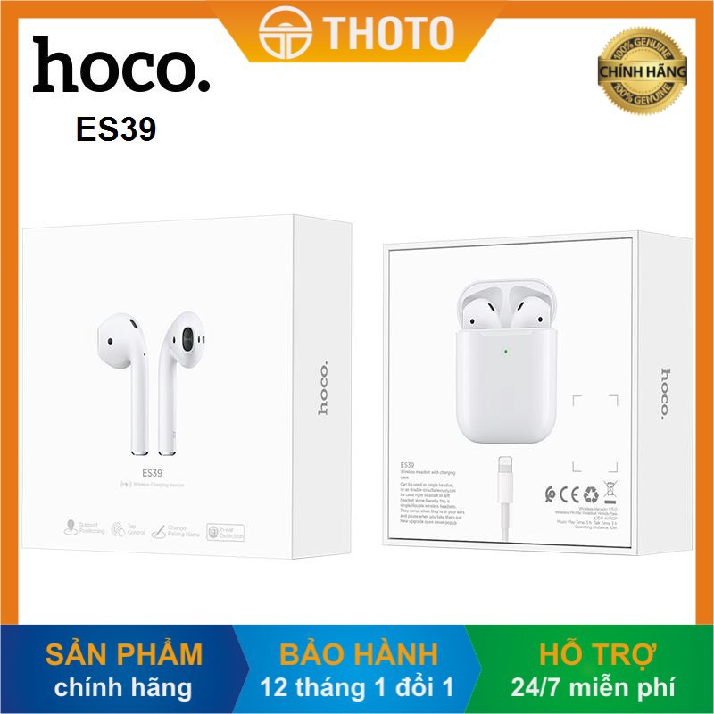 Tai nghe không dây bluetooth V5.0 chính hãng HOCO ES39 hỗ trợ định vị, đổi tên, sạc không dây