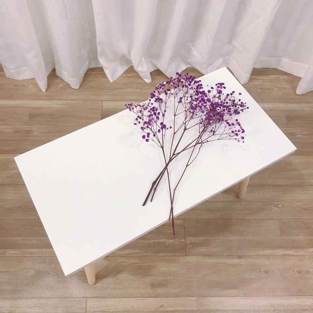 Bàn trà, Bàn Cafe, Bàn ngồi bệt size 60x40cm hình chữ nhật cao cấp màu trắng chân gỗ , sang trọng, hiện đại