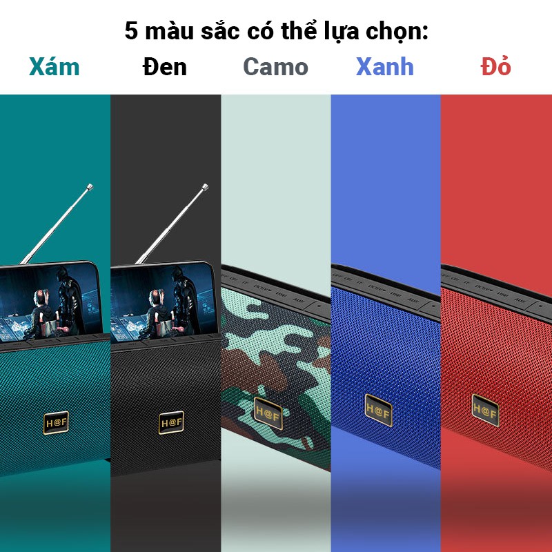 Loa Bluetooth HF-F666 công suất 5W*2 âm thanh HiFi, công nghệ không dây TWS kết nối 2 loa F666 cùng 1 lúc, nhiều màu sắc