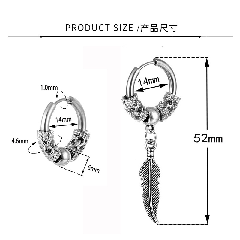 Bông Tai Tròn Bằng Thép Titan Không Gỉ Họa Tiết Rồng Phong Cách Hip Hop Nhật Hàn Thời Trang Cho Nam Và Nữ