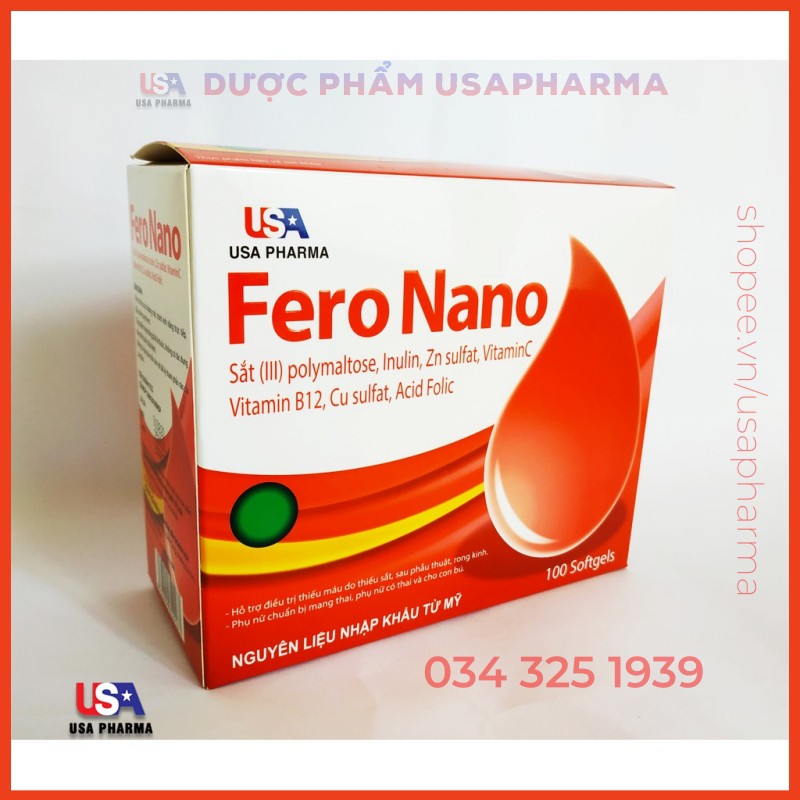 Fero Nano Bổ Sung Sắt, vitamin, hỗ trợ quá trình tạo máu - Tăng Cường Lưu Thông Máu Cho Phụ Nữ Mang Thai