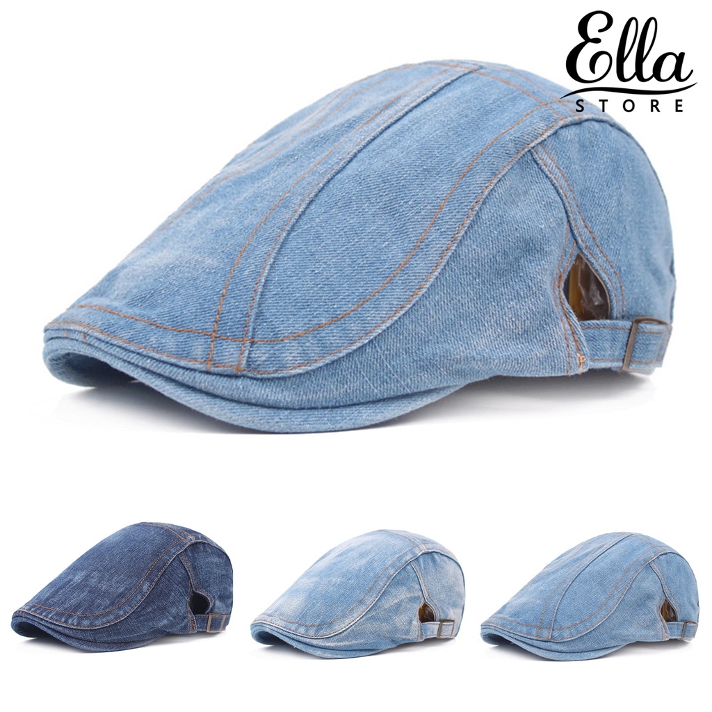 Nón Beret Vải Jean Phong Cách Phương Tây Cho Nam Ellastore123