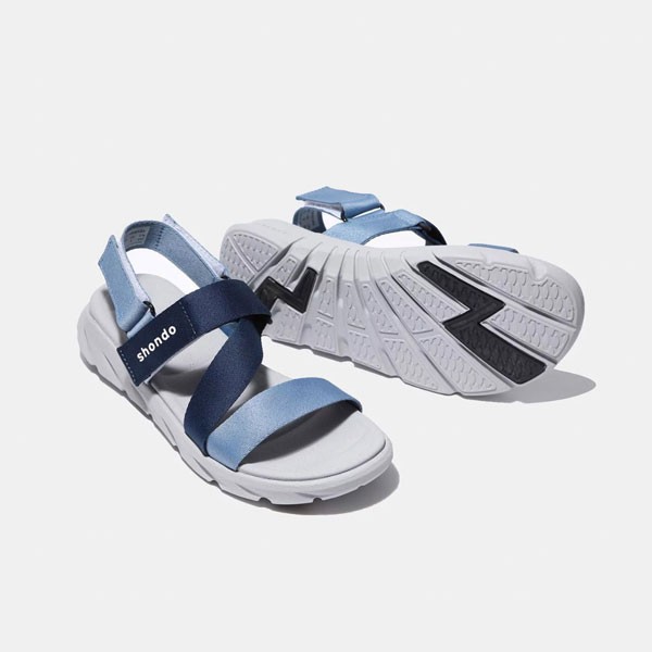 Giày Sandal Shondo Quai Chéo Xám Ombre Xanh Dương F6S2130