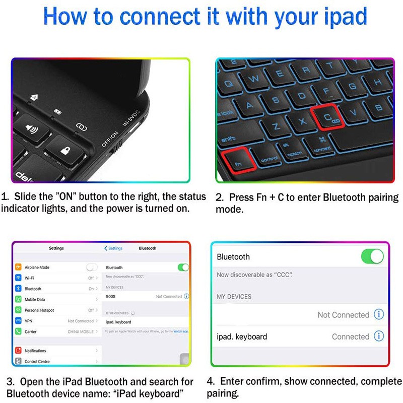 Bao Da Máy Tính Bảng Có Bàn Phím Xoay 360 Độ Cho iPad 9.7 10.2 5th 6th 7th 8th 9th generation gen 5 6 7 8 9 iPad air 1 2 3 4 pro 9.7 10.5 11 Ốp