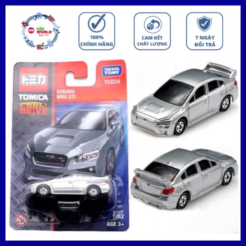 Xe mô hình Tomica Card Cool Drive Subaru WRX STI TCD24. Made in China. Tỷ lệ 1:62.