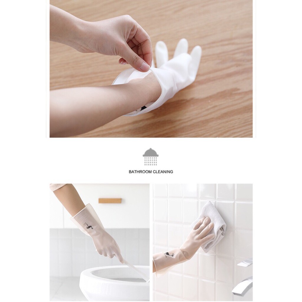 Găng tay cao su rửa bát siêu dai màu trắng 𝐂𝟔𝟗