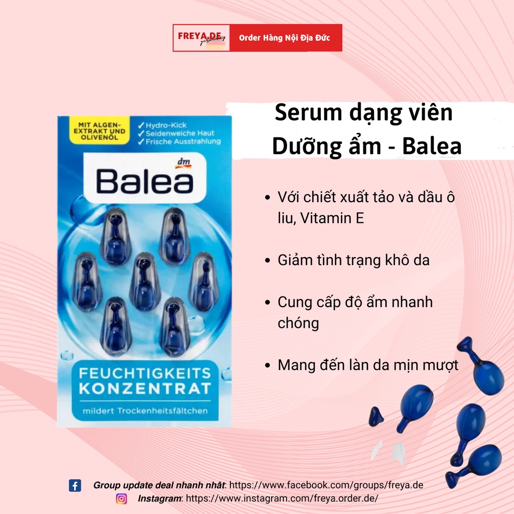 Serum dưỡng da dạng viên Balea  - Dưỡng ẩm, Trắng da, Chống lão hóa