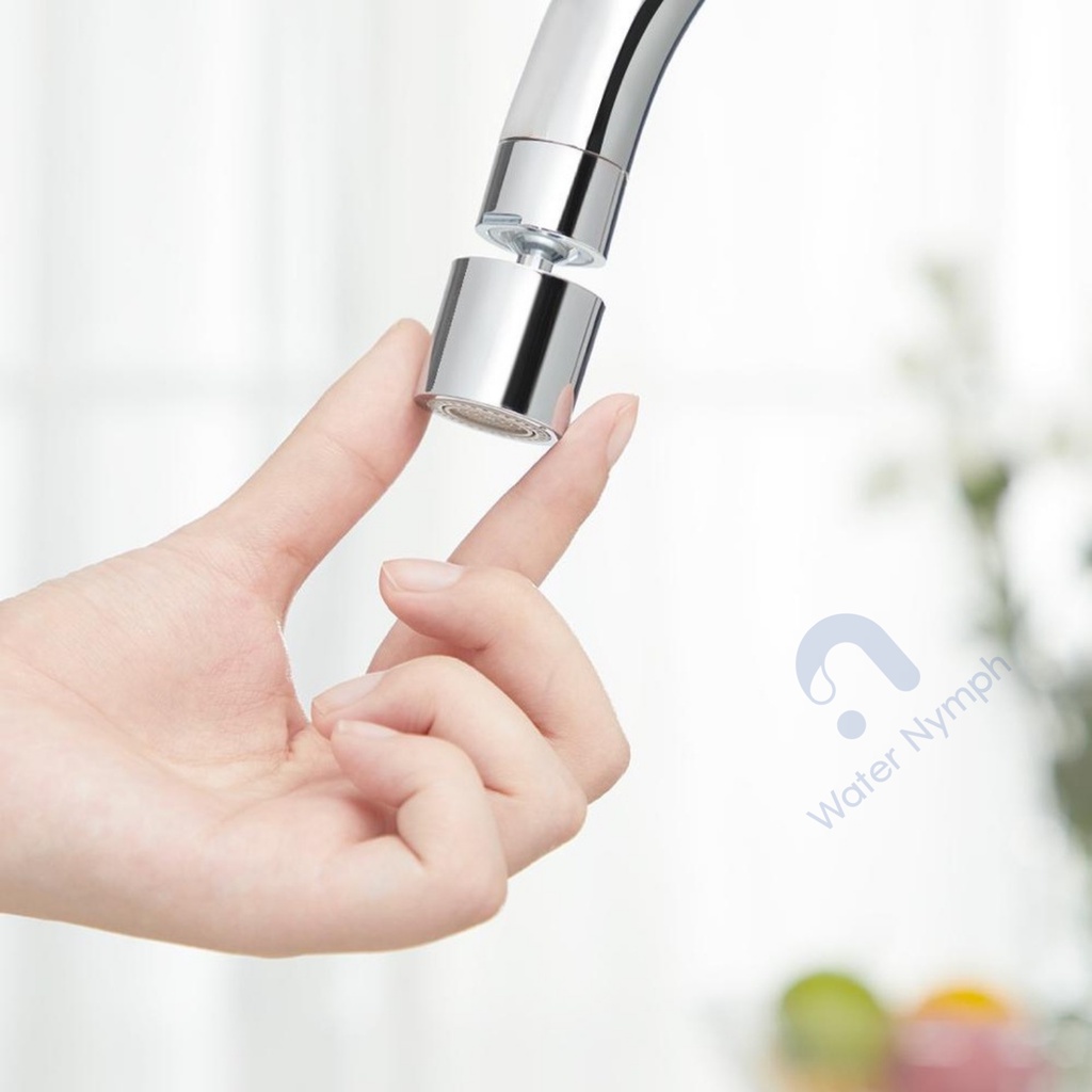 Đầu gắn vòi nước tăng áp, xoay 360 độ Waternymph N23, tạo bọt, chống bắn hai chế độ phun tiện ích (tặng bộ ren 6 món)