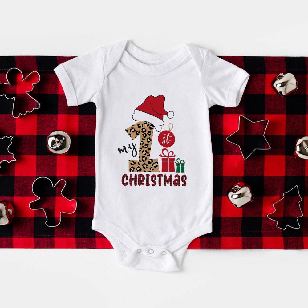Giáng Sinh Đầu Tiên Của Tôi Người Tuyết Họa Tiết Sơ Sinh Áo Liền Quần Bé Body In Hình Dễ Thương Trẻ Sơ Sinh Jumpsuit Playsuit Quần Áo Tiệc Giáng Sinh