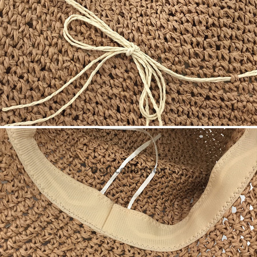 [NowShip2h] Nón Cói (Mũ Cói) Mềm Viền Nâu Phối Dây Nơ Đi Biển Thời Trang Hàn Quốc - Mã NC015