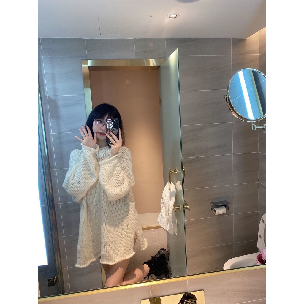 Áo len nữ dài tay cổ tròn thời trang Hàn Quốc