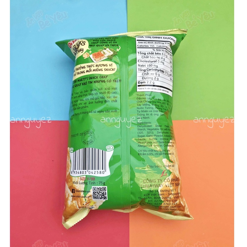 Bim bim Oishi snack chay vị da heo quay 75g siêu to khổng lồ