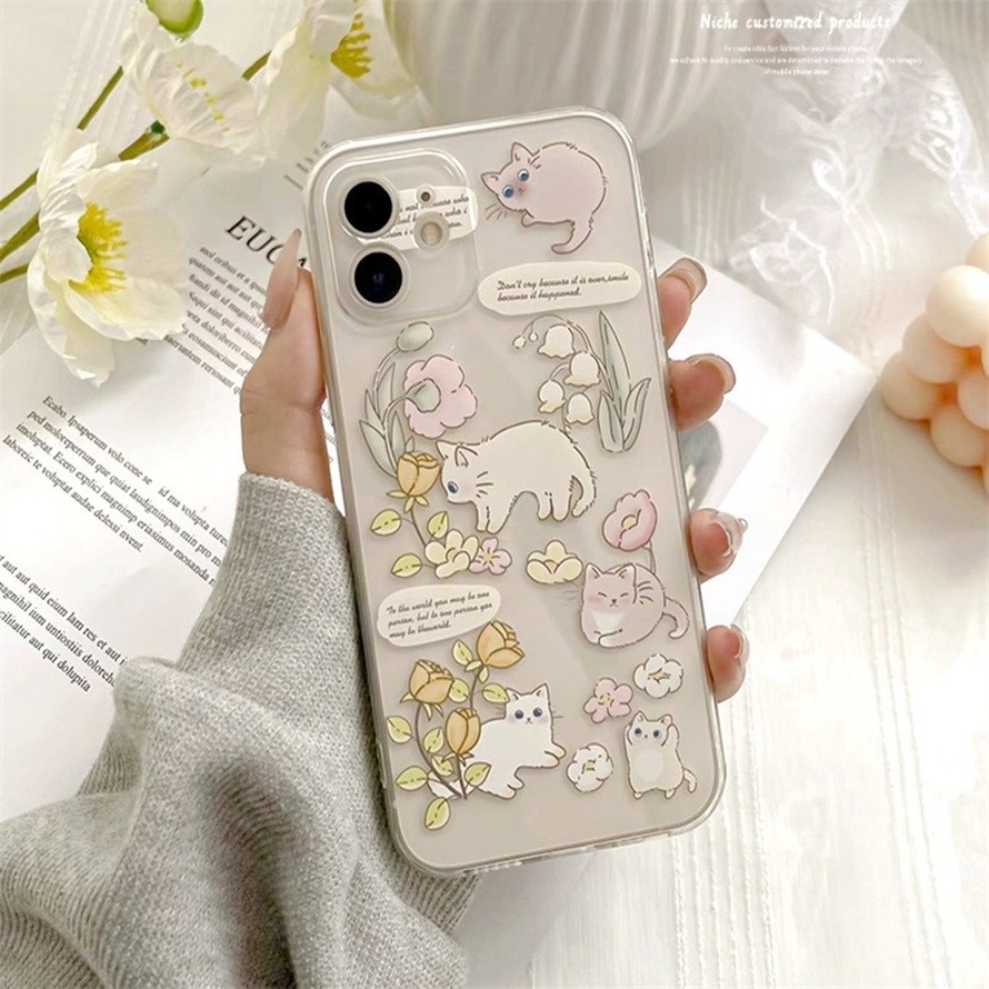 Ốp Điện Thoại TPU Dẻo Họa Tiết Chú Mèo Dễ Thương Cho iPhone 14 13 12 11 Pro Max X Xr Xs Max SE iPhone 8 7 6 6s Plus