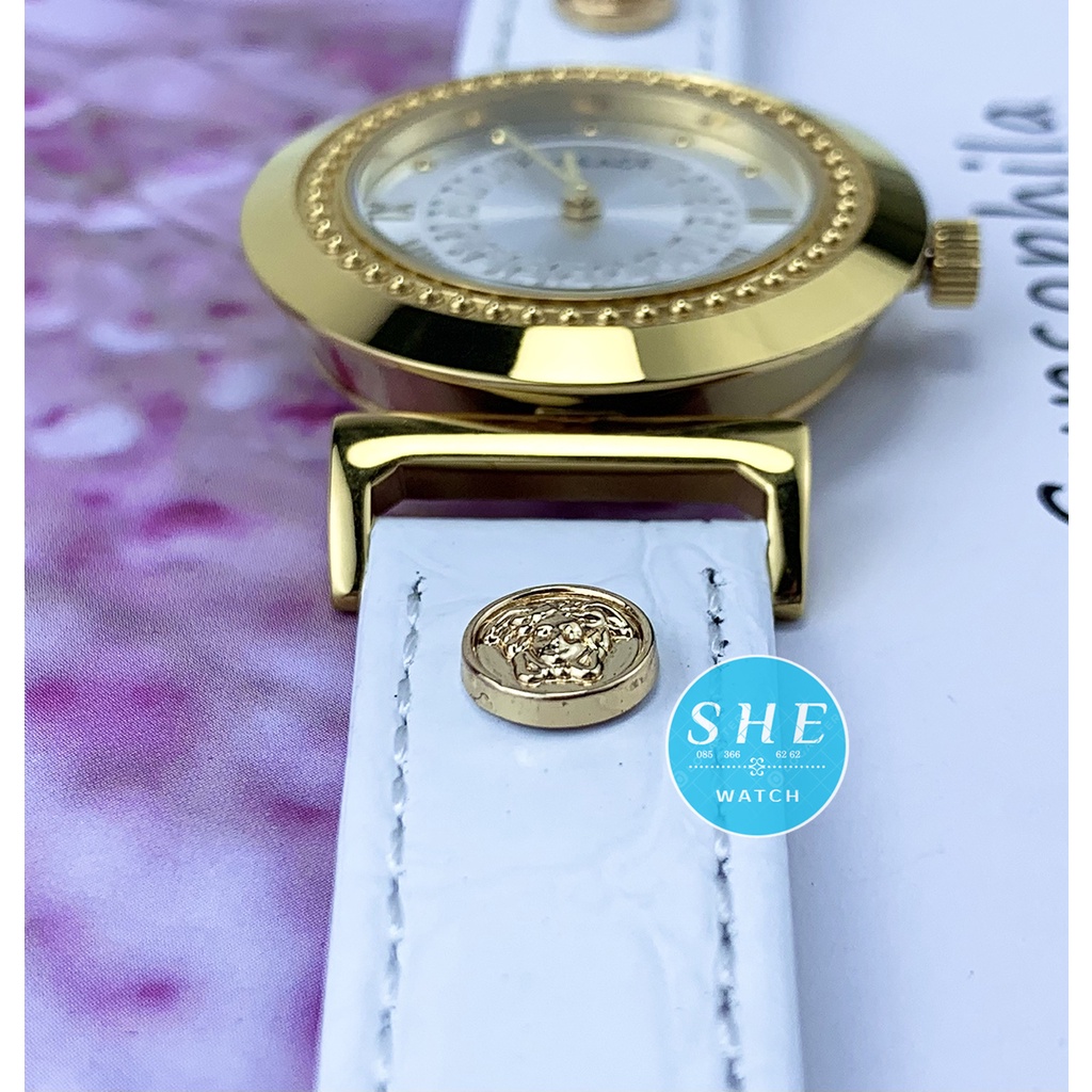 Đồng hồ nữ VERSACE đồng hồ Pin màu trắng viền vàng BAO SANG- BAO ĐẸP size 35-36mm