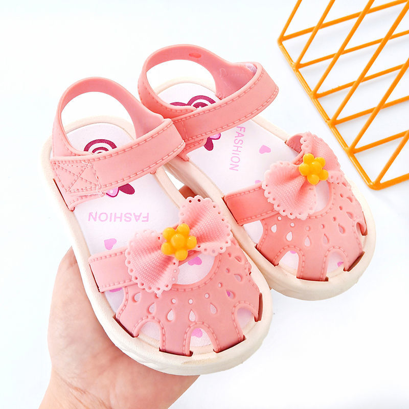 【Nghe được】Cô gái sandals công chúa mềm mềm chống trượt, ảo thuật dán nơ hoa hoạt hình dép PAPAYA