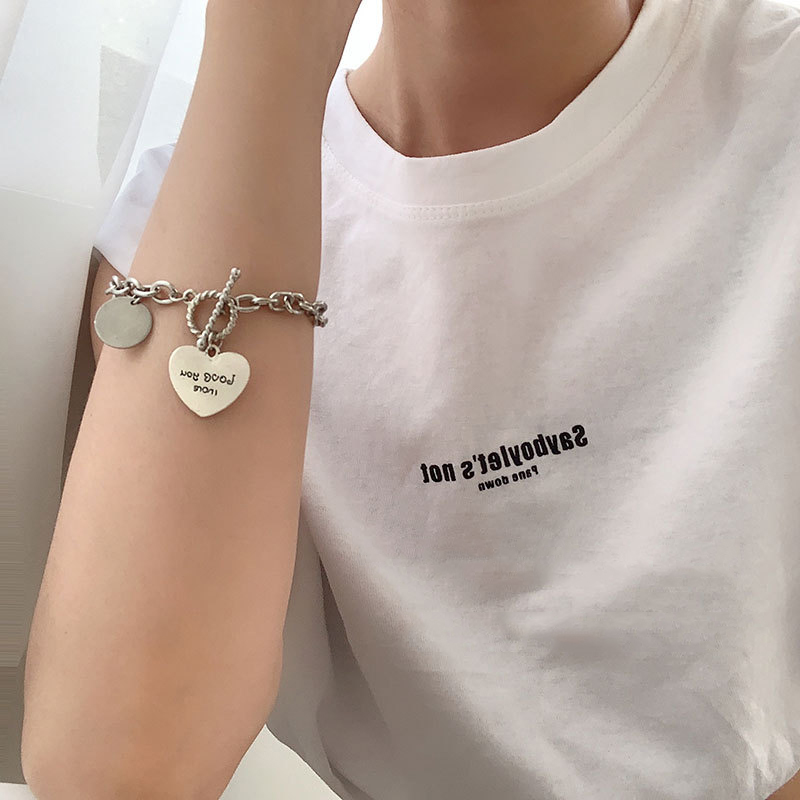 Vòng tay kim loại mặt hình trái tim phong cách Hàn Quốc dành cho nữ | BigBuy360 - bigbuy360.vn