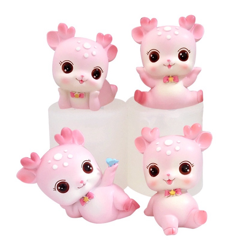 đồ trang trí bánh sinh nhật [FREESHIP❤️] set 4 hươu sao nhựa đẹp trang trí sinh nhật,trang trí bánh kem