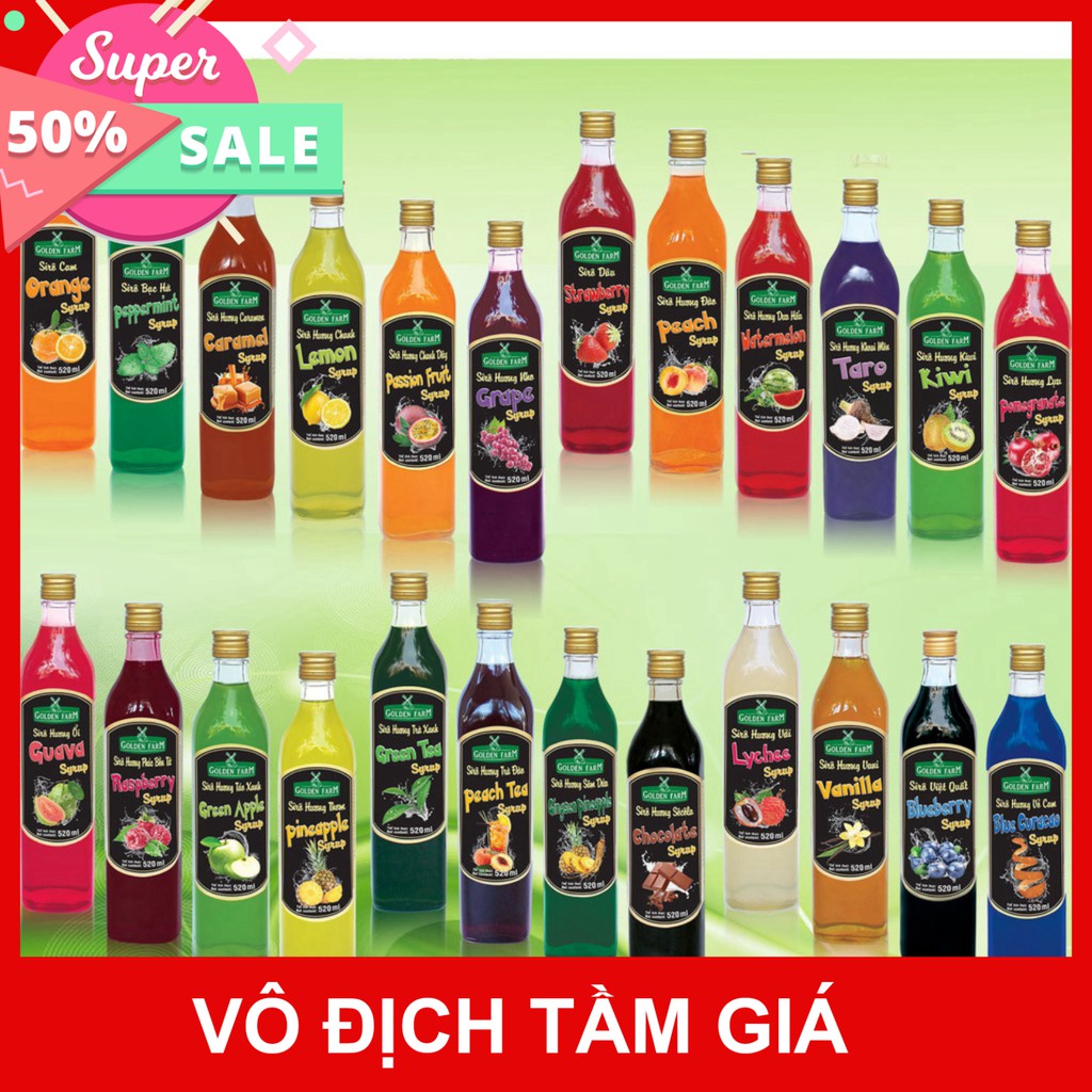 Siro Golden Farm Đủ Các Hương Chai 520ml