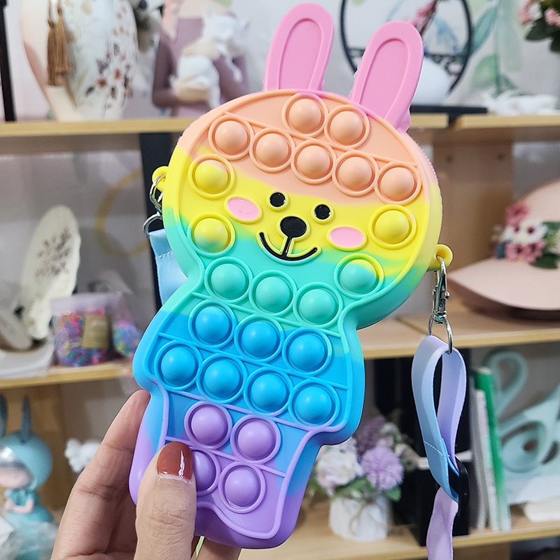 Túi Đựng Điện Thoại Di Động Đồ Chơi Mềm Dẻo Hình Thỏ Hồng Đáng Yêu