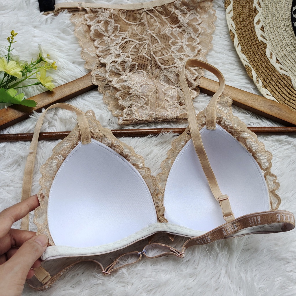 Set Bra - Bralette ren sexy không gọng, mút mỏng - Màu be - NY09 - Bộ đồ lót nữ