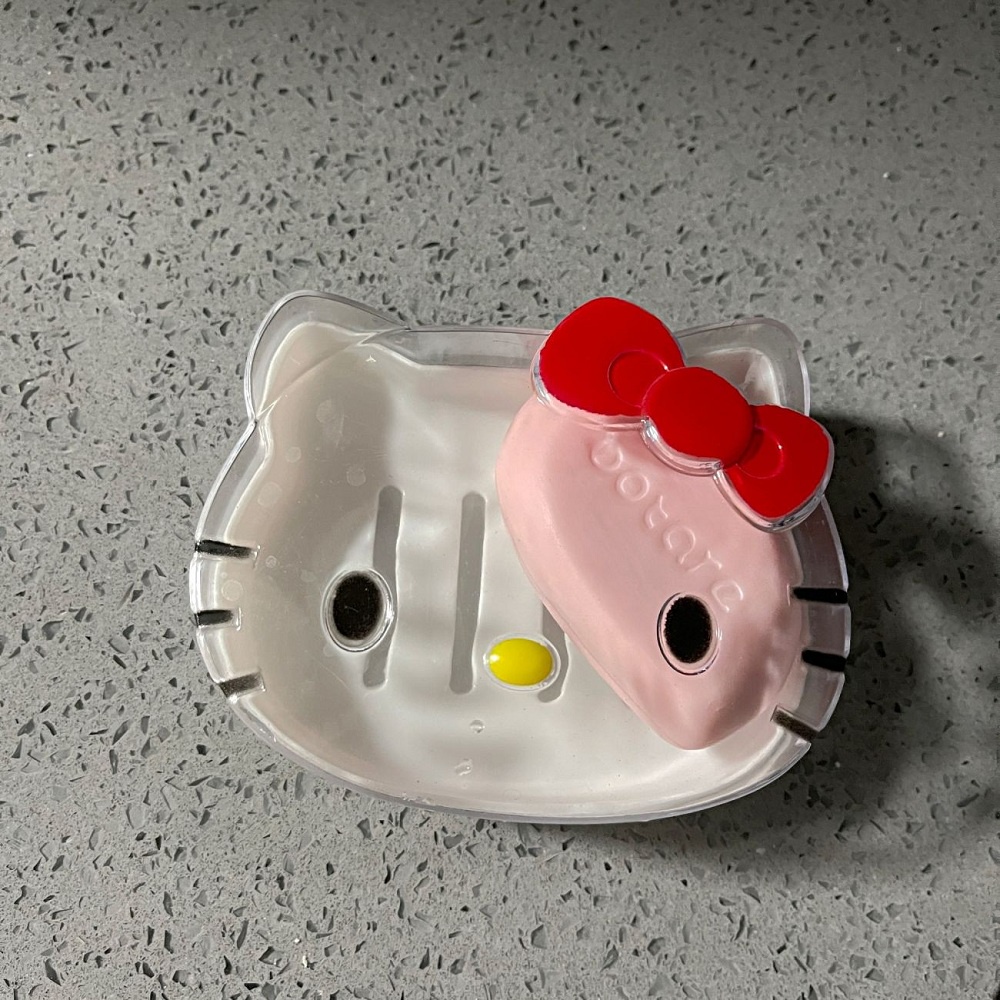 Phim hoạt hình sáng tạo hộp xà phòng hello kitty dễ thương thoát nước nhà tắm hộp lưu trữ du lịch có nắp đậy