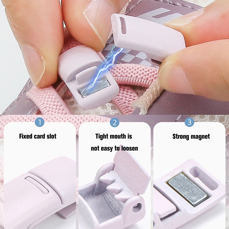 1 Cặp Dây Giày Nam Châm Co Dãn Màu Trắng / Đen Unisex