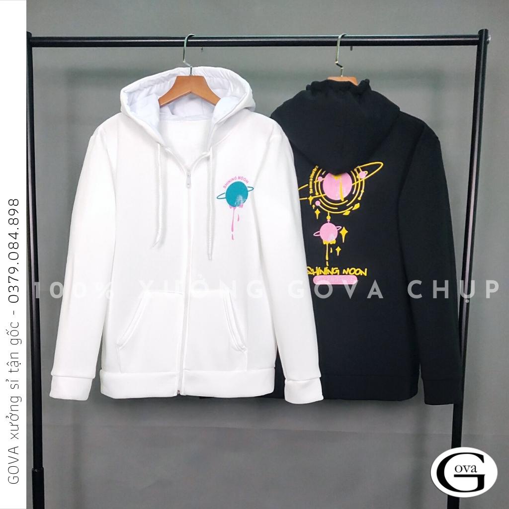 Áo khoác Hoodie nỉ FE SHINING MOON Dây Kéo form rộng ulzzang Unisex áo nỉ bông nữ AKN24 GOVA