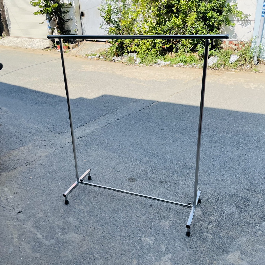 Sào phơi đồ đơn inox chân vuông cao cấp, treo quần áo trơn không khoen (R40*D115*C138cm)