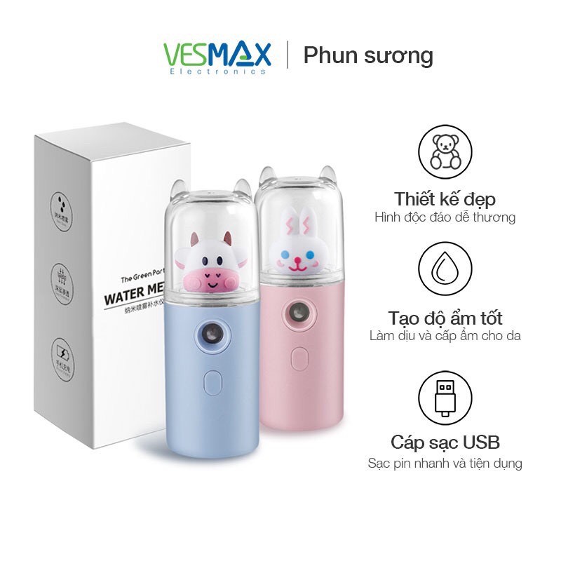 Máy Phun Sương Xông Hơi Mặt NaNo Mini Cầm Tay Hỗ Trợ Dưỡng Da Cấp Nước Tối Đa - Loại xịn