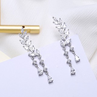 Khuyên tai bông tai nữ hình đôi cánh đính đá Dusty Pink