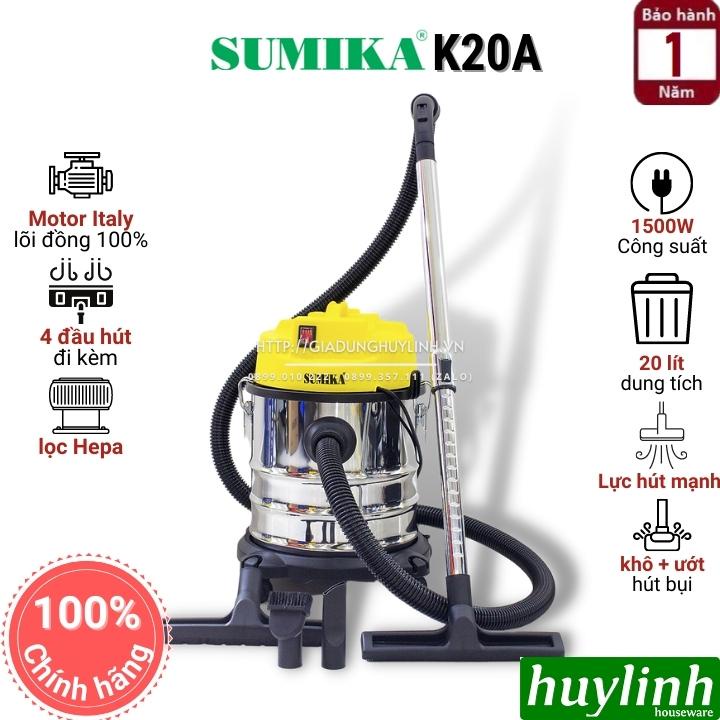 [Mã ELHA22 giảm 6% đơn 300K] Máy hút bụi Sumika K20A - 20 lít - Hút khô + hút ướt + thổi bụi