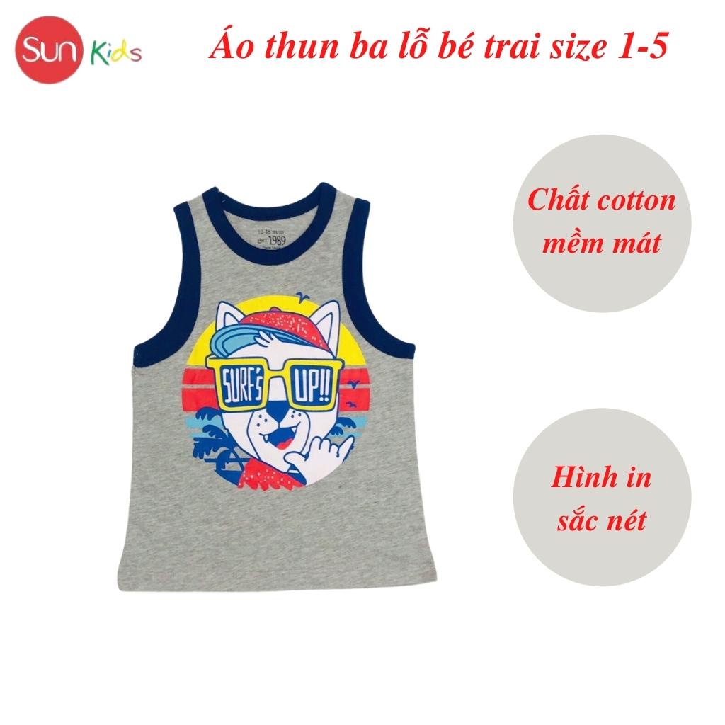 Áo thun bé trai, áo ba lỗ bé trai chất cotton, nhiều màu, Size 1 - 5 tuổi - SUNKIDS